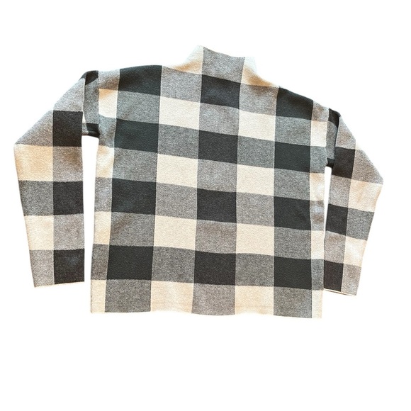 Tahari Mock Funnel Neck Checkered Green/Cream/Black Turtleneck Sweater Size S - Picture 9 of 15
